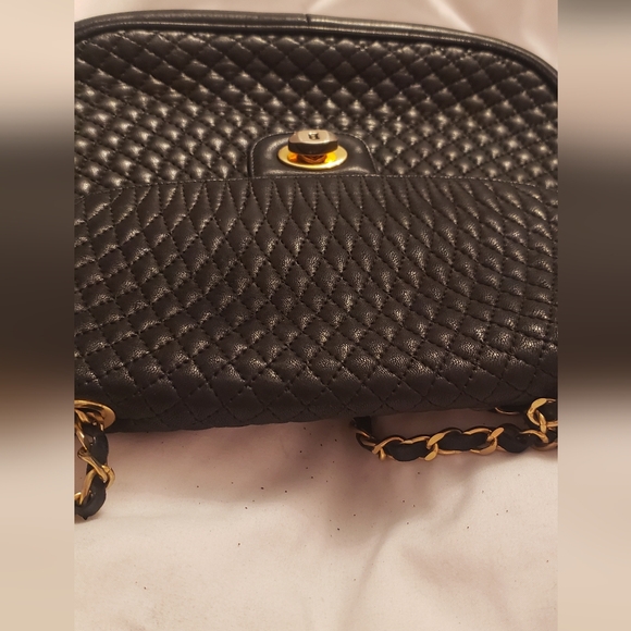 BALLY Quilted Chain Shoulder Bag Lambskin leather Black - Picture 12 of 13